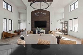 Clubroom with smart tv and fireplace