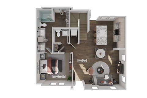 Floor plan for 3 beds, 2.5 baths, 1525 sqft