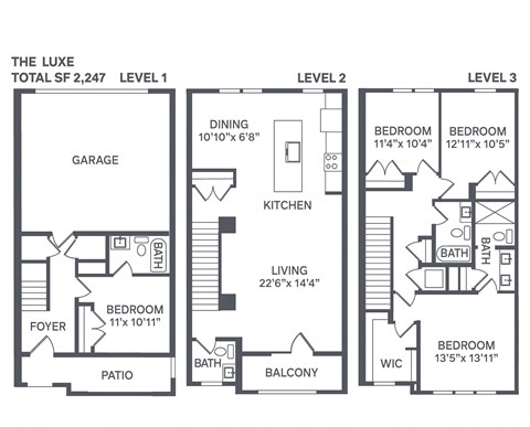 Floor plan for 4 beds, 3.5 baths, 2247 sqft