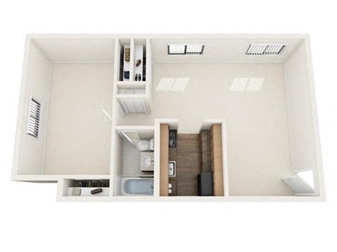 Floor plan for 1 bed, 1 bath, 720 sqft