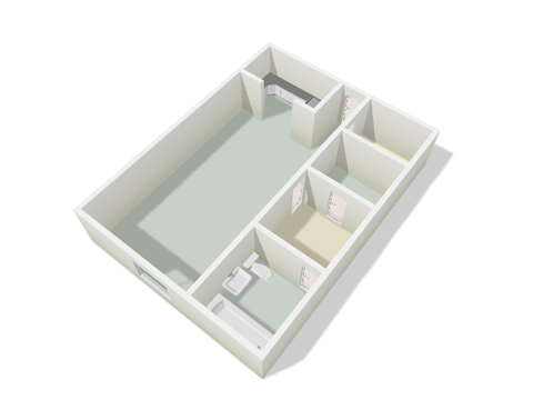Floor plan for studio, 1 bath, 500 sqft