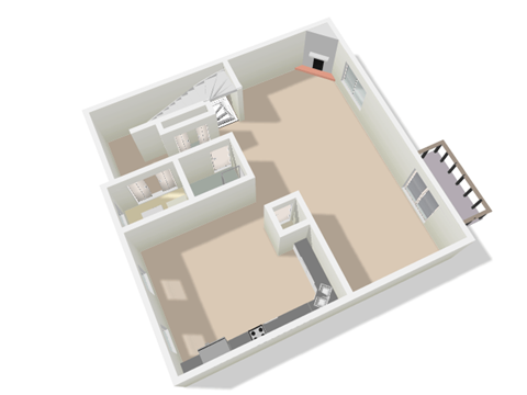 Floor plan for 3 beds, 1.5 baths, 1200 sqft