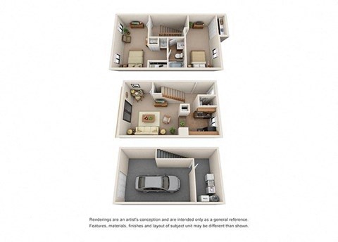 Floor plan for 2 beds, 1.5 baths, 1400 sqft