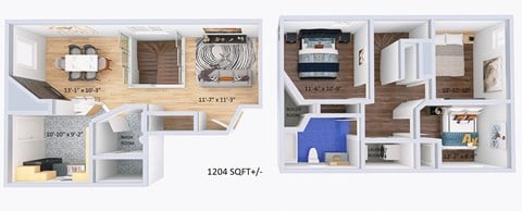 Floor plan for 3 beds, 1 bath, 870 sqft
