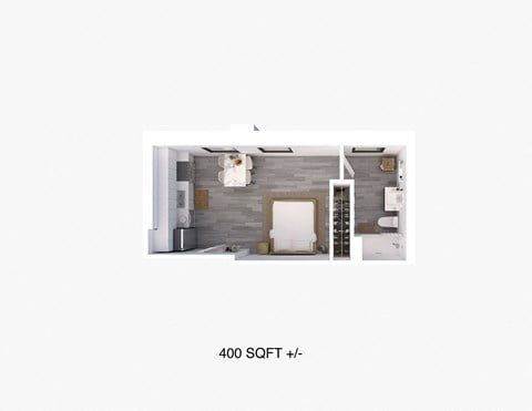 Floor plan for studio, 1 bath, 319 sqft