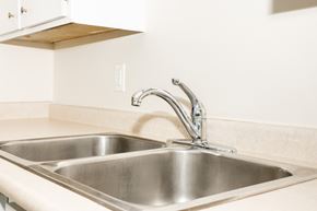 Winnipeg apartment for rent - A kitchen sink with a chrome faucet.