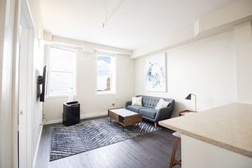 Winnipeg apartment for rent - a living room with a couch and a rug