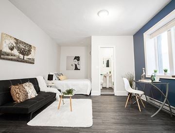Winnipeg apartment for rent - a living room with a couch and a bed