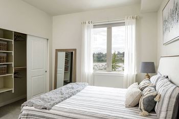 Bedroom with window coverings