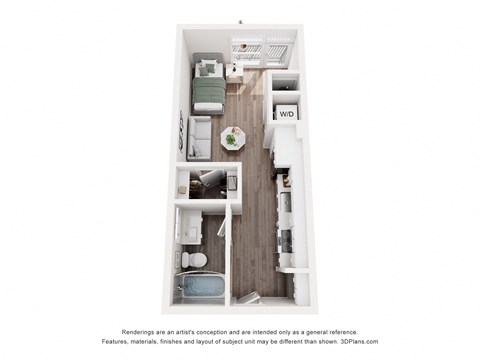 Floor plan for studio, 1 bath, 464 sqft