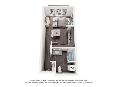 Floor plan for studio, 1 bath, 420 sqft