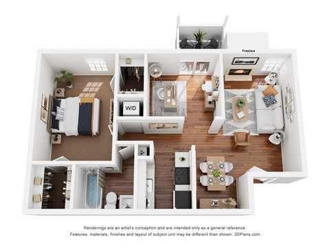 Floor plan for 1 bed, 1 bath, 812 sqft
