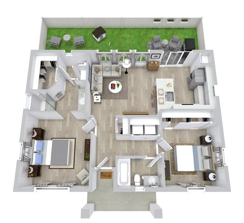 Floor plan for 2 beds, 2 baths, 1006 sqft