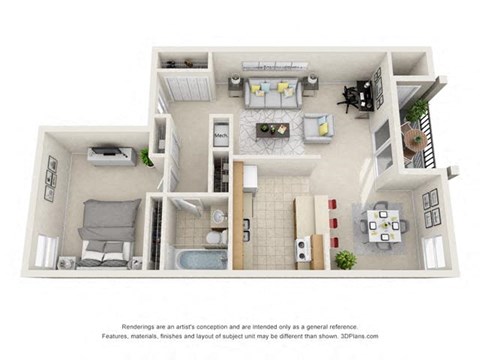 Floor plan for 1 bed, 1 bath, 816 sqft