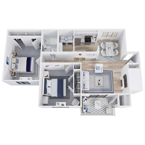 Floor plan for 2 beds, 1 bath, 1020 sqft