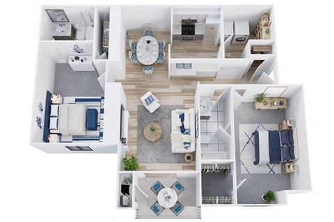 Floor plan for 2 beds, 2 baths, 1100 sqft