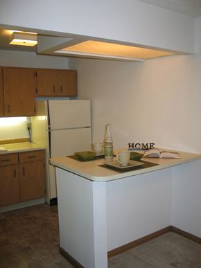 Cincinnati apartment for rent - an empty kitchen with a stove and a refrigerator