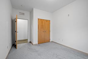 Minneapolis apartment for rent - a bedroom with carpet and a door to a closet