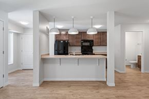 Minneapolis apartment for rent - an empty kitchen with a sink and a refrigerator