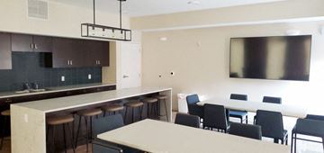 Minneapolis apartment for rent - a kitchen and dining room with a table and chairs