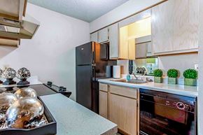 Marion apartment for rent - a kitchen with wooden cabinets and stainless steel appliances