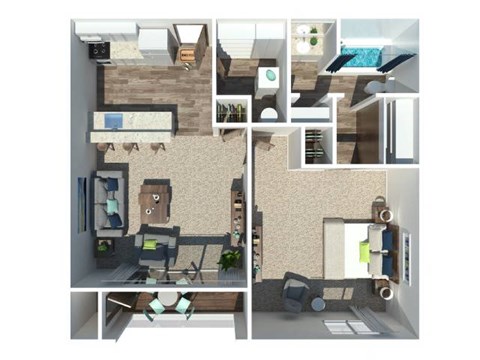 Floor plan for 1 bed, 1 bath, 620 sqft