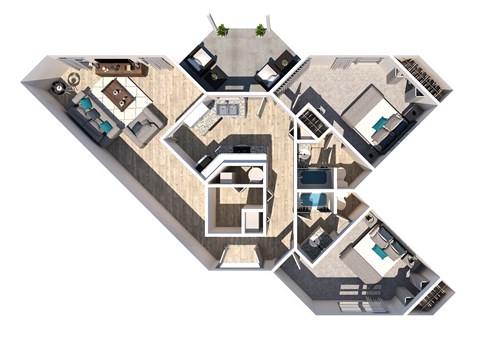 Floor plan for 2 beds, 2 baths, 1200 sqft