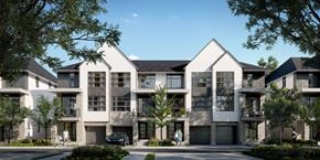 Kanata townhouse for rent - a rendering of a four story apartment building with white and gray facade and a street