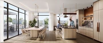 Ottawa apartment for rent - A modern kitchen with a dining table and chairs.