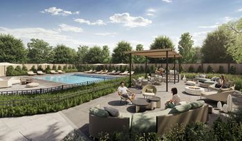 Social lounge with bar, lounge, dining, pool table and access to outdoor terrace