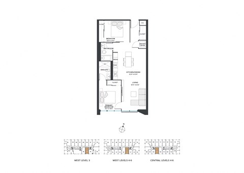 Floor plan for 2 beds, 2 baths, 816 sqft