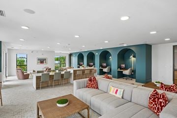Bonita Springs apartment for rent - A living room with a grey couch and a coffee table.