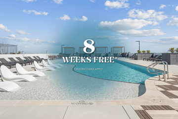 Mckinney apartment for rent - A pool advertisement offering 8 weeks free with restrictions.