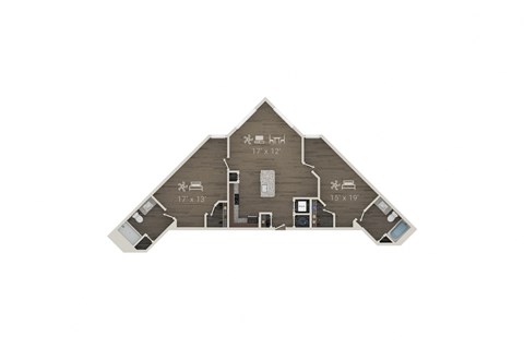Floor plan for 2 beds, 2 baths, 1189 sqft
