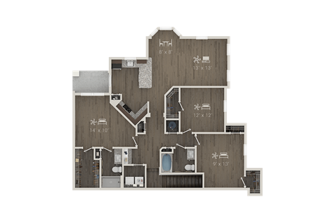 Floor plan for 3 beds, 2 baths, 1575 sqft