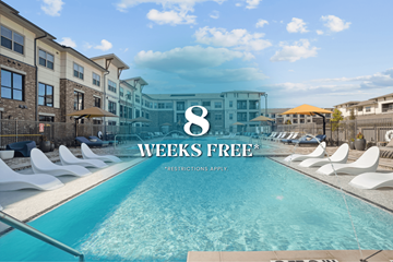 Prosper apartment for rent - A pool with the text 8 weeks free on it.