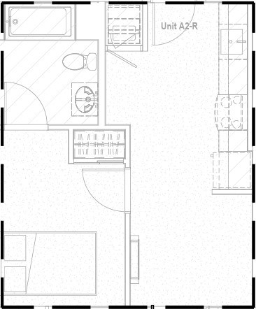 Floor plan for 1 bed, 1 bath, 499 sqft