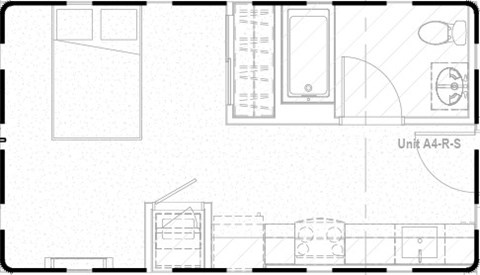 Floor plan for studio, 1 bath, 355 sqft