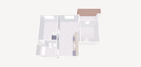 Floor plan for 2 beds, 1 bath, 635 sqft