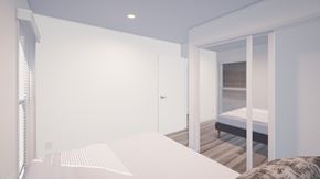 Los Angeles apartment for rent - A white bedroom with a bed and a window.