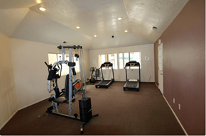 Ontario apartment for rent - A spacious home gym with a variety of equipment.