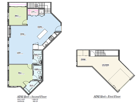 Floor plan for 2 beds, 2 baths, 1068 sqft