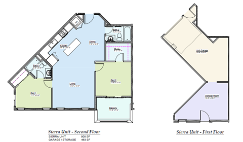 Floor plan for 2 beds, 2 baths, 912 sqft