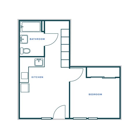 Floor plan for 1 bed, 1 bath, 445 sqft