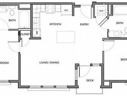 Floor plan for 2 beds, 2 baths, 1012 sqft