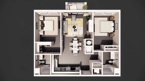 Floor plan for 2 beds, 2 baths, 1015 sqft
