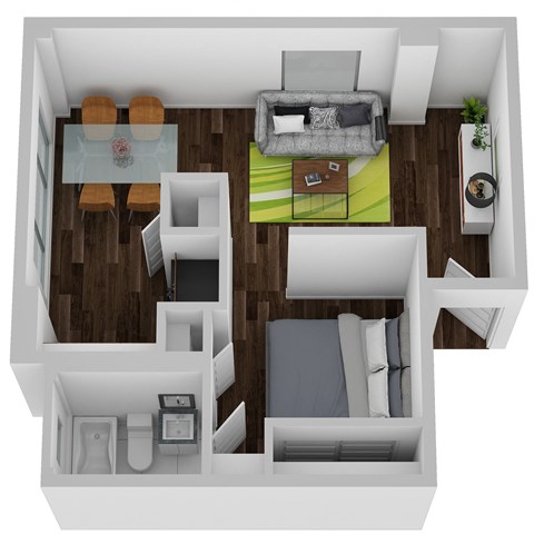 Floor plan for 1 bed, 1 bath, 450 sqft