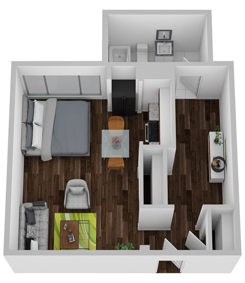 Floor plan for studio, 1 bath, 450 sqft