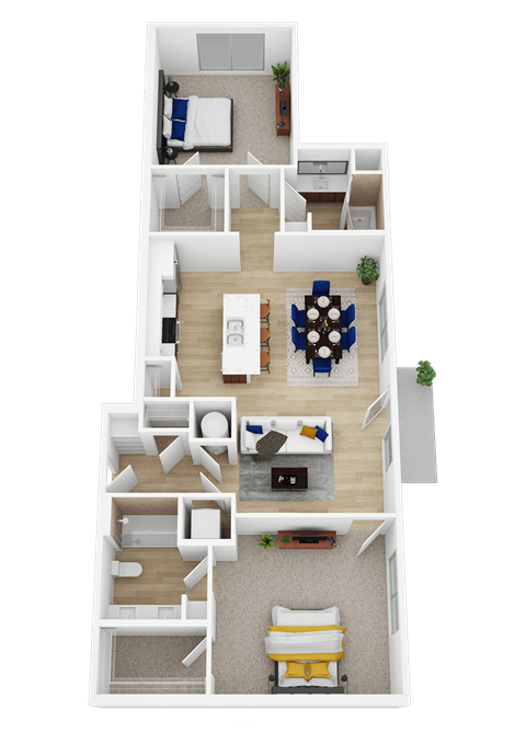 Floor plan for 2 beds, 2 baths, 1120 sqft