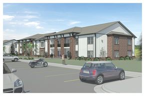 Springdale apartment for rent - a rendering of a building with cars in a parking lot